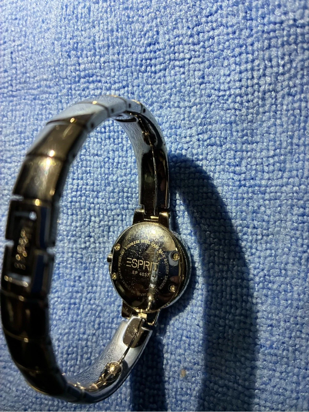 Vintage Esprit Silver Bangle Watch with Deep Red Dial
